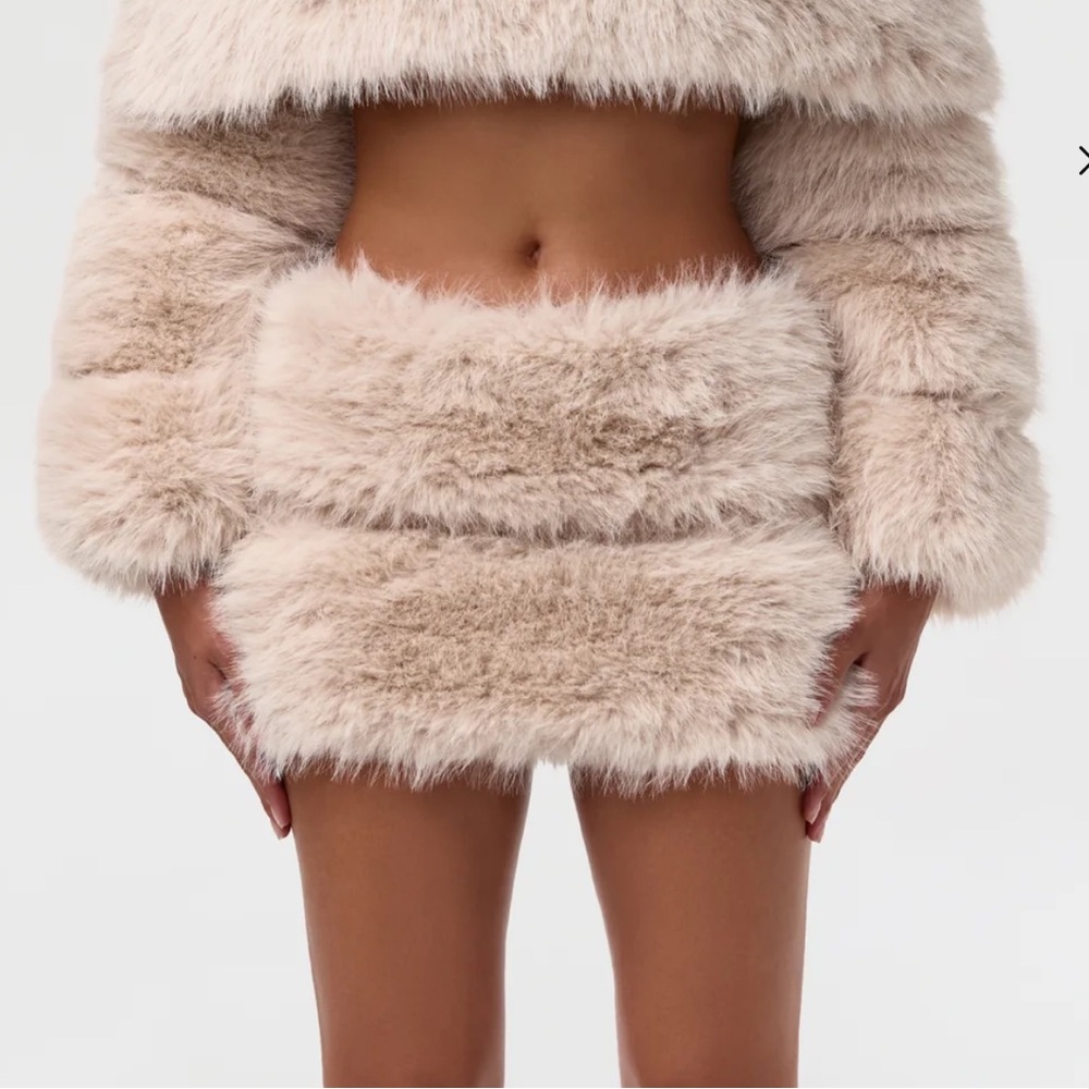 Naked Wardrobe Faux Fur Pelted Mini Skirt